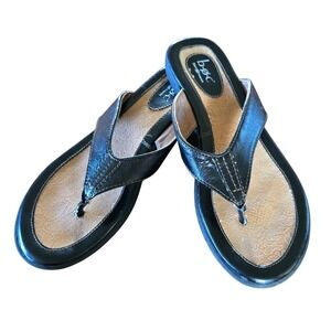 b.o.c. Born Concept Women's Sz 9 Black Leather Thong Sandals Comfort Flip Flops